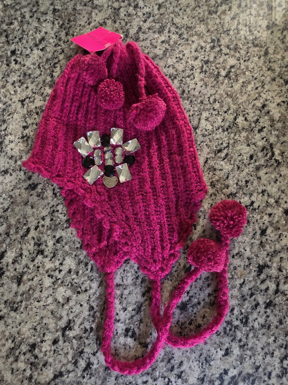 Betsey Johnson Y2K Bejeweled Earflap Hat - (Unworn)